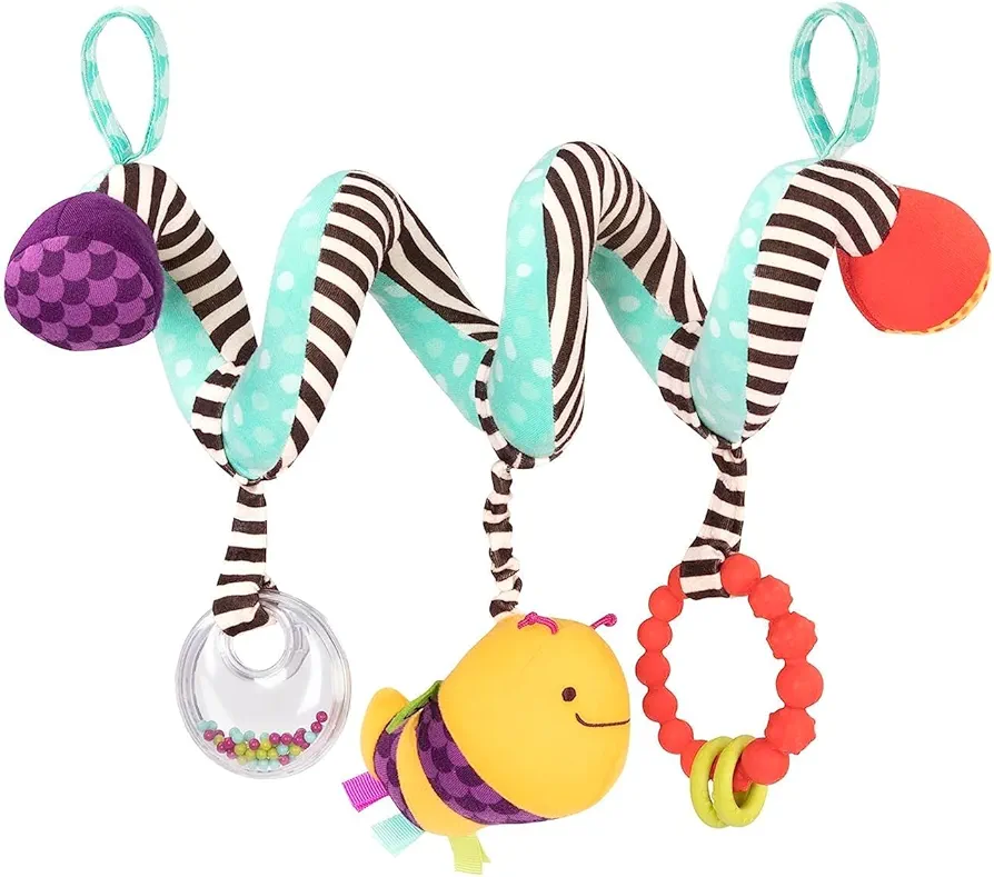 B. toys- B. baby– Wiggle Wrap- Baby Toy – Toy for Car Seat, Stroller, Crib – Spiral with 3 Hanging Toys – Rattle, Plush Bee & Teether – Wrap Around Infant Toy – 0 Months +