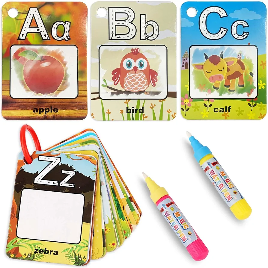 Alphabet Water Coloring Cards, 26 Alphabet Educational Learning Toy Early Education Drawing Cards Alphabet Water Cards for Kids Toddlers Educational Drawing Toys