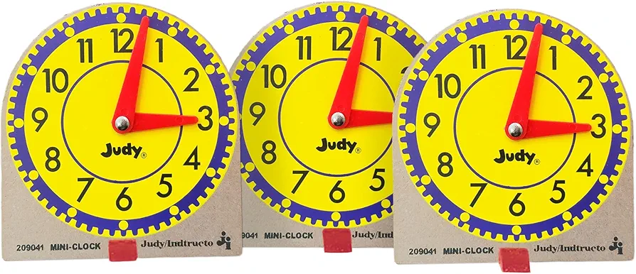 Carson Dellosa 12 Mini Judy Clocks Set, 4" x 4" Learning Clock for Kids Ages 4-8, Kids Analog Clock for Teaching Time, Teaching Time Activity Set for Schools, Homeschool and Daycare