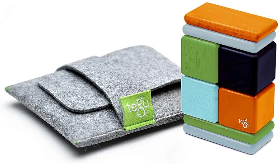 8 Piece Tegu Pocket Pouch Magnetic Wooden Block Set, Nelson