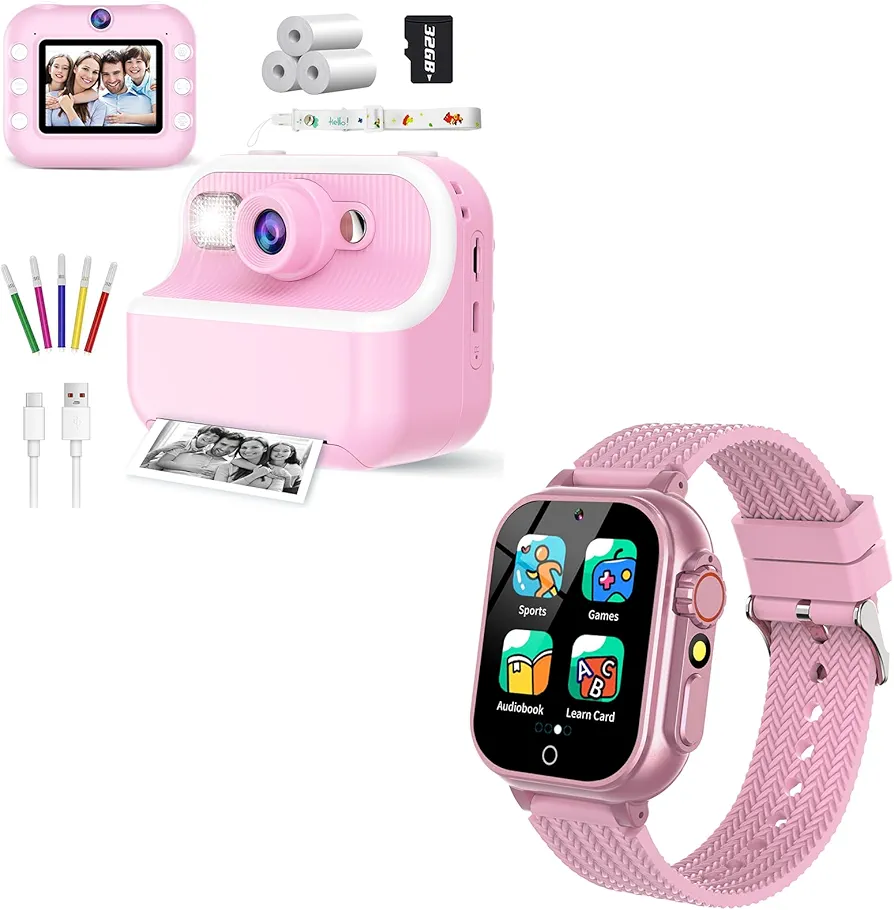 Smart watch for girls & instant print camera for kids