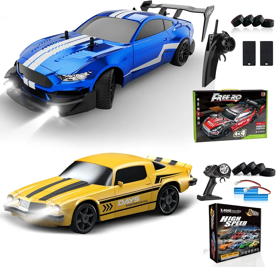 RC Drift Car 1:16 Scale 4WD RC Car 30km/h High Speed+RC Drift Car 1:24 Scale 4WD RC Car 15km/h High Speed Racing Sport Toy Car for Adults Boys Girls Kids Gift 2Pcs Rechargeable Battery