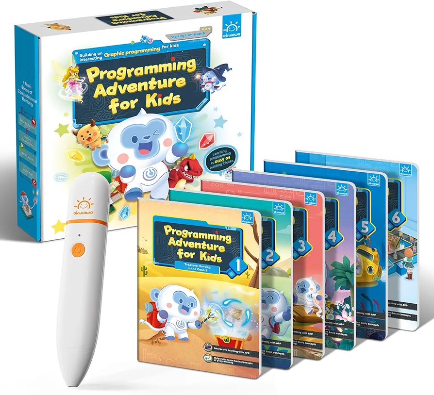 OKWAWA S838 Coding for kids Ages 8-12 STEM toys for kids, Programming for Kids Set with 6 Programming Books and Smart Learning Pen, Learning & Education Toys, Gifts for Boys and Girls.