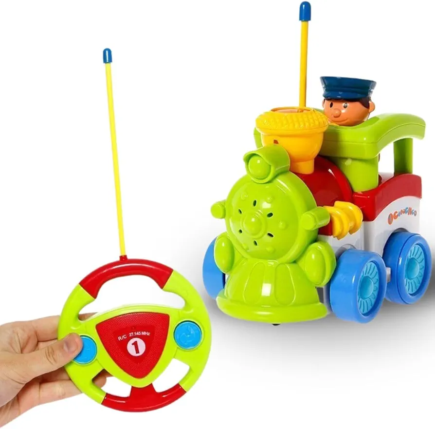 Liberty Imports My First Cartoon RC Remote Control Cars for Toddlers Ages 1-3, Radio Control Toy for Baby, Kids 18 Months+ (Train)