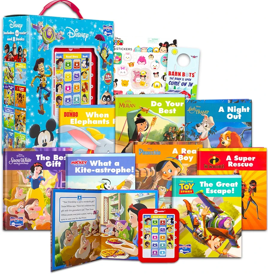 Disney Me Reader Electronic Reader 8 Book Bundle ~ Disney Books for Toddlers, Kids Featuring Mickey Mouse, Toy Story, Incredibles, and More with Stickers (Disney Learning Toys)