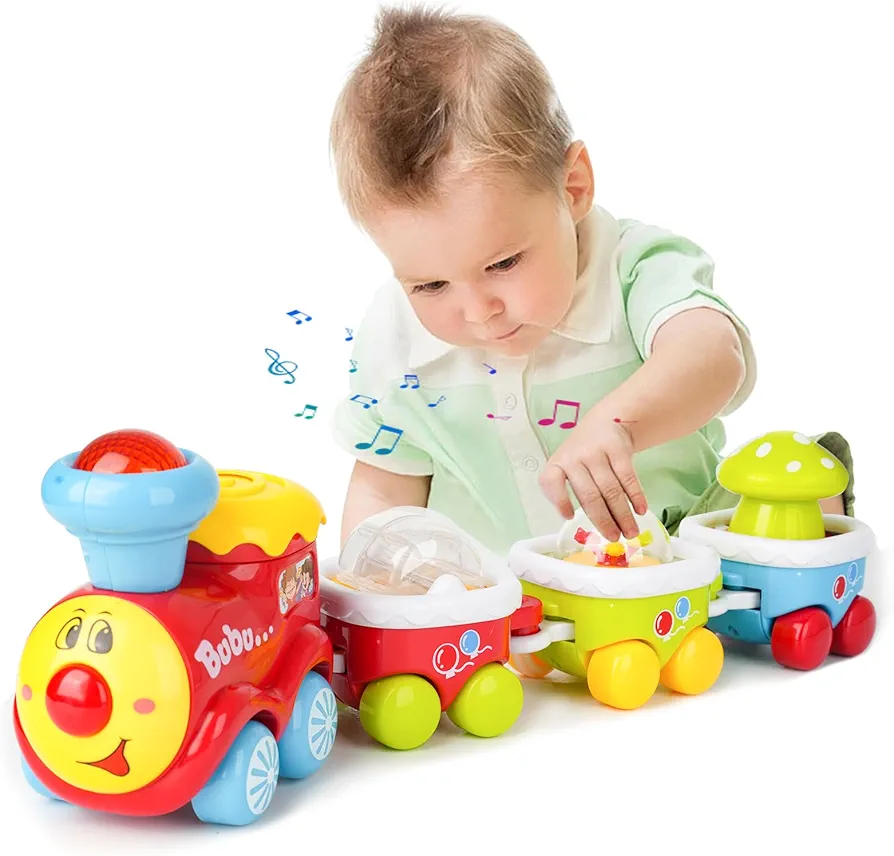 BAOLI Electric Train Toy,Railway Toy with Light & Music,Battery Operated Locomotive Train for 1 2 3 Year Old Kids Baby Toddler Boy Gifts,Early Educational Vehicle Toy