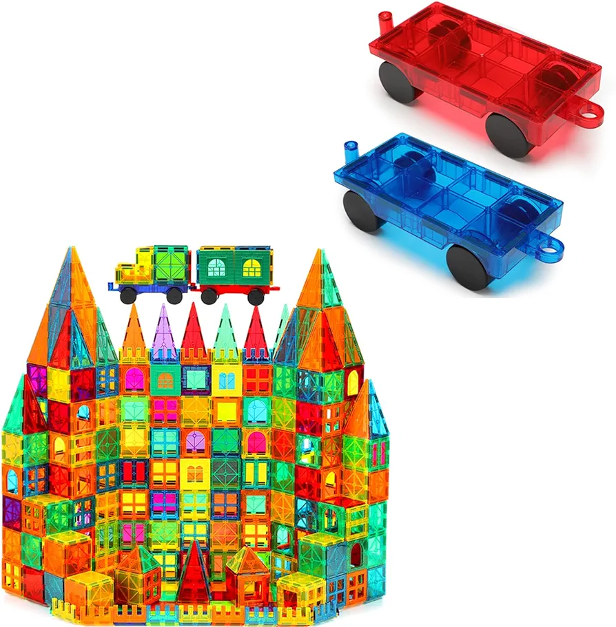 Mangetic Tiles, 100PCS Magnet Building Toys Plus 2 Cars Set