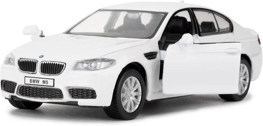 Die-casting Alloy Toy Car, 1/36 Scale BMW M5 Model Car, Toy Car with Pull Back Function, Suitable for Collecting Decorative Model Toys, Car Gift for Boys and Girls (White)