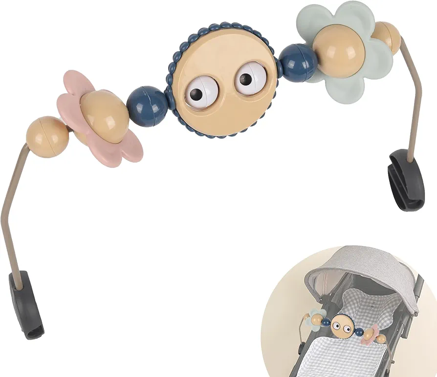 Toy Bar for Baby Bouncer Stroller Arch Toy - Googly Eyes Toy for Baby Car Seat - Baby-Safe Plastic Baby Bouncer Toy Bar - Easy to Install Baby Bouncer Accessory - No Music