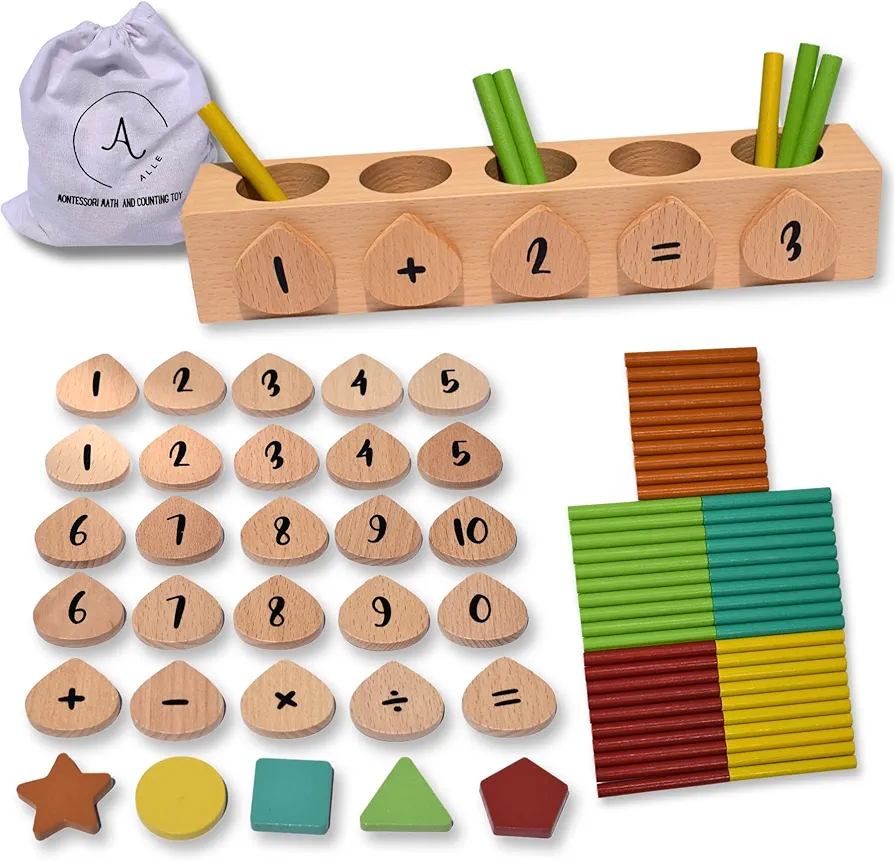 Montessori Math Toy – Montessori Math Manipulatives for Kids with 81 Pieces, Toddler Math Toy with Counting Sticks for Preschool Math and Montessori Toys for 3 4 5 Year Old, Preschool Learning Toys