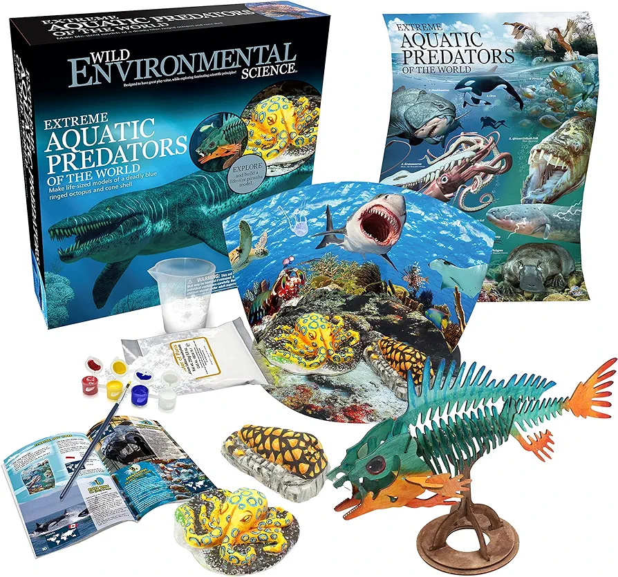 WILD ENVIRONMENTAL SCIENCE Extreme Aquatic Predators of The World - Ages 6+ - Create and Customize Models and Dioramas - Study Extreme Ocean Animals