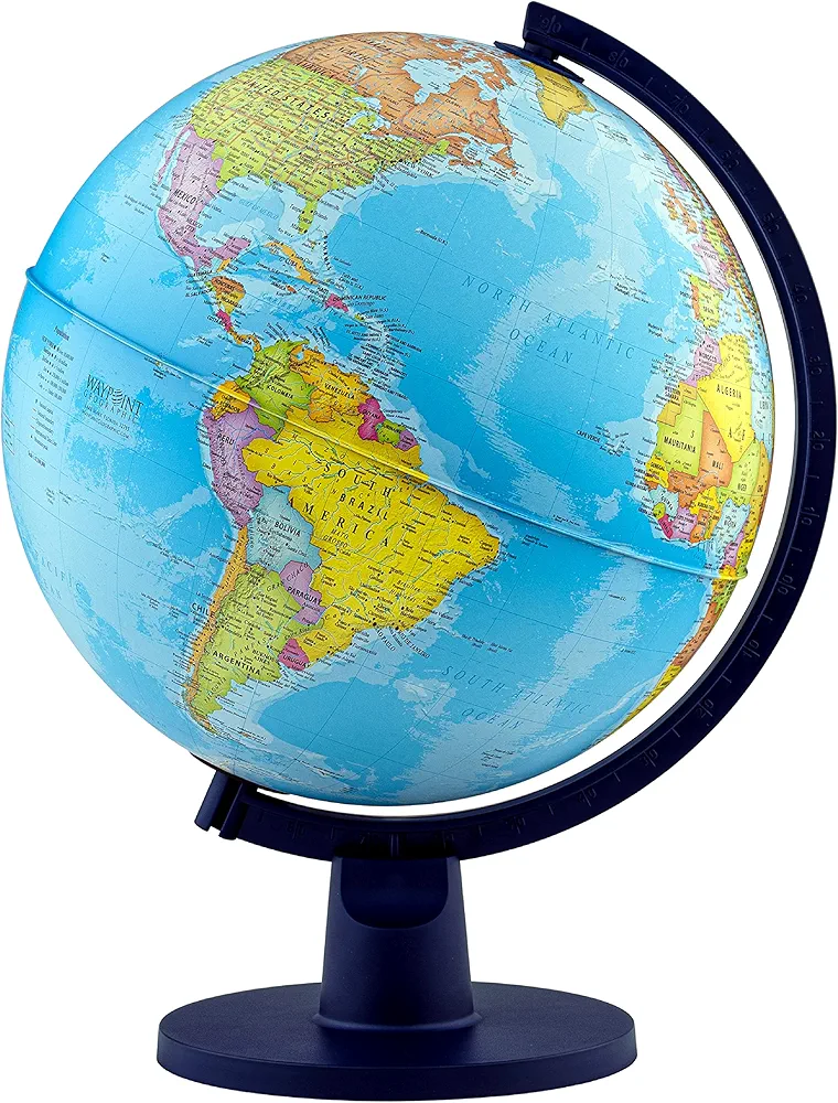 Waypoint Geographic Scout Illuminated, Decorative Classroom Globe with Stand, World Globe with More than 4000 Places, 12” Interactive Globe with Political Mapping, Blue