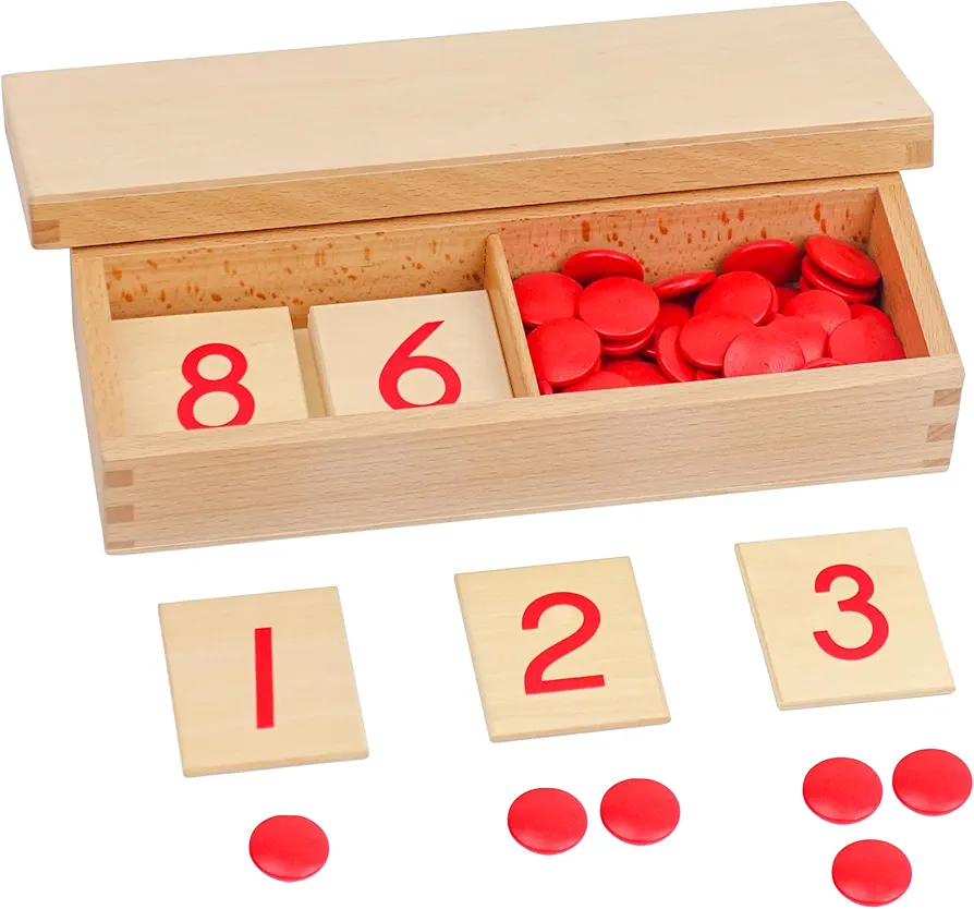 Montessori Cards and Counters Math Games Early Education Learning Numbers Counting Toy