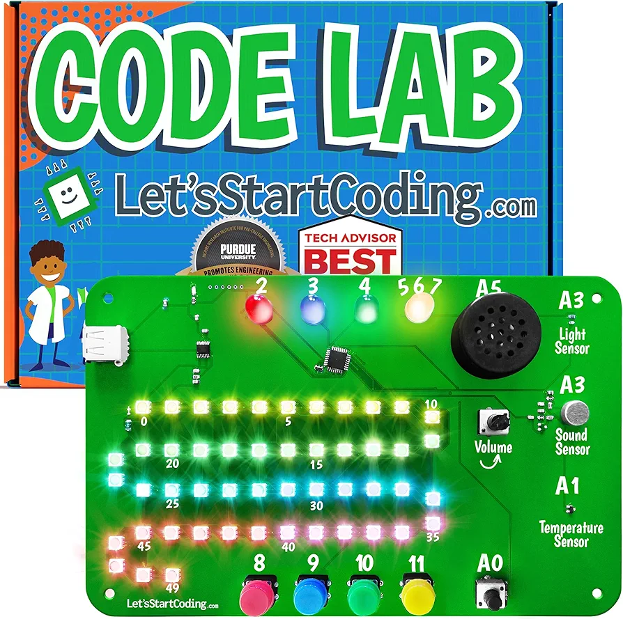 Code Lab All-Inclusive Coding Kit for Kids 8-12+ and Teens. Premium STEM Learning Toy for Boys & Girls Teaches C++ Programming. includes over 60 Electronic Components and over 100 online lessons