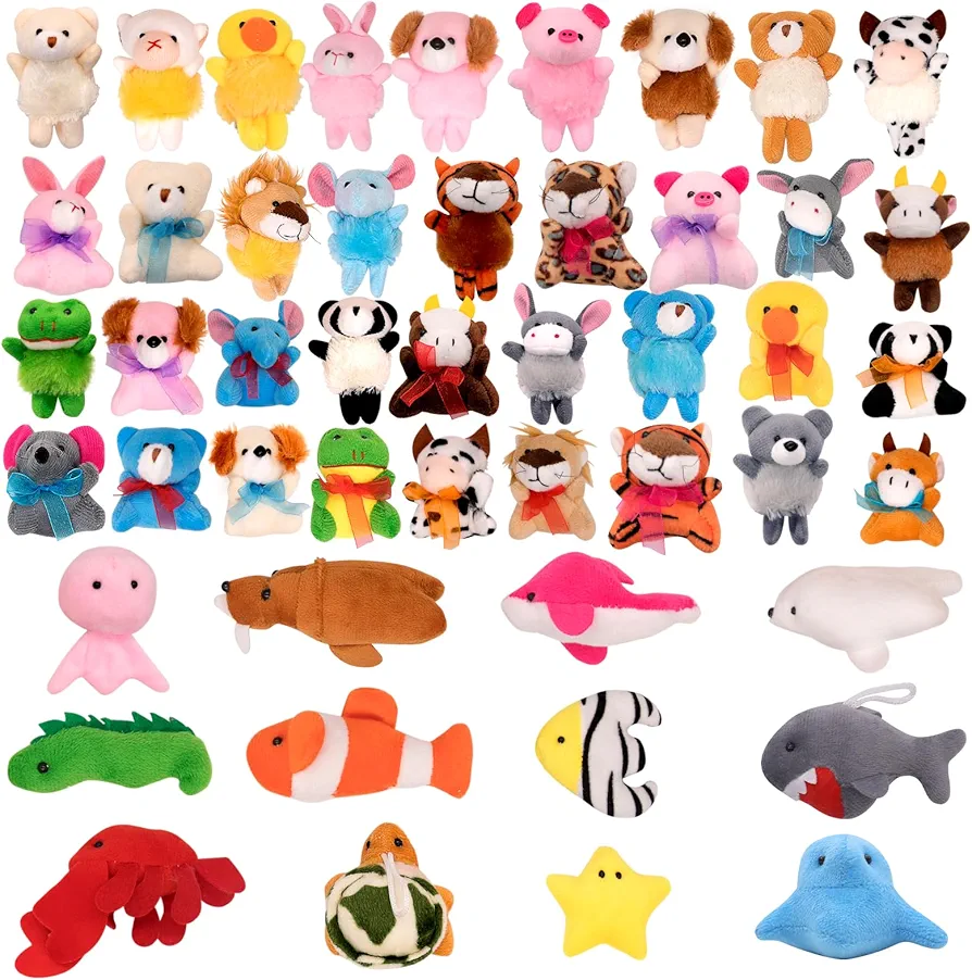 48 Pack Small Stuffed Animals Bulk Gifts for Kids (2.3/2"-2.5/3.5" each), Party Favors Toys for Girls, Easter Basket Stuffers Christmas Stocking Plushies (48PCS)