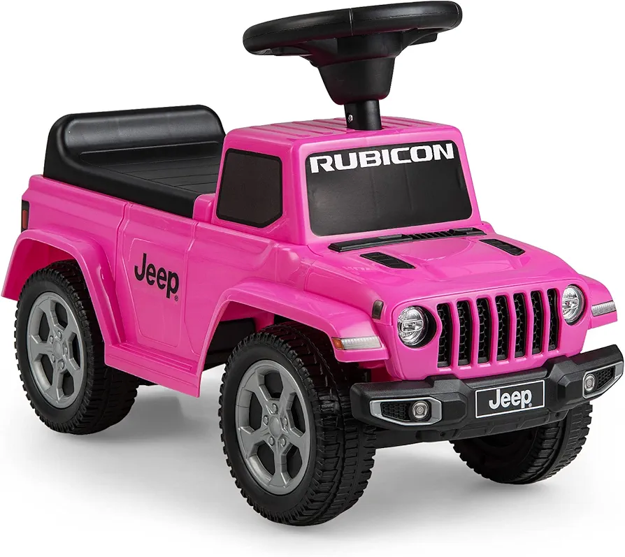 INFANS Kids Ride On Push Car, Licensed Jeep Foot-to-Floor Sliding Toddler Toy with Engine Sound, Horn, Under Seat Storage, Baby Walking Racer Gift for Boys Girls Age 1.5-3 (Pink)