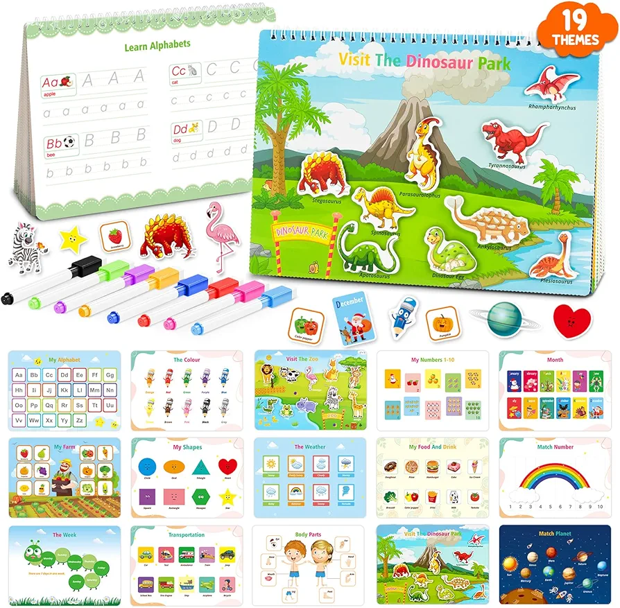 Montessori Toys for Toddlers Newest 19 Themes Busy Book and Tracing Coloring Book Preschool Learning Activities Binder for Boys and Girls