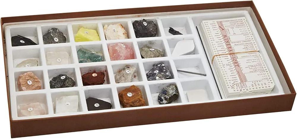 Geosciences Industries-92373 Mineral Identification Kit, Rock Samples for Studying Geology and Earth Science (Set of 20)