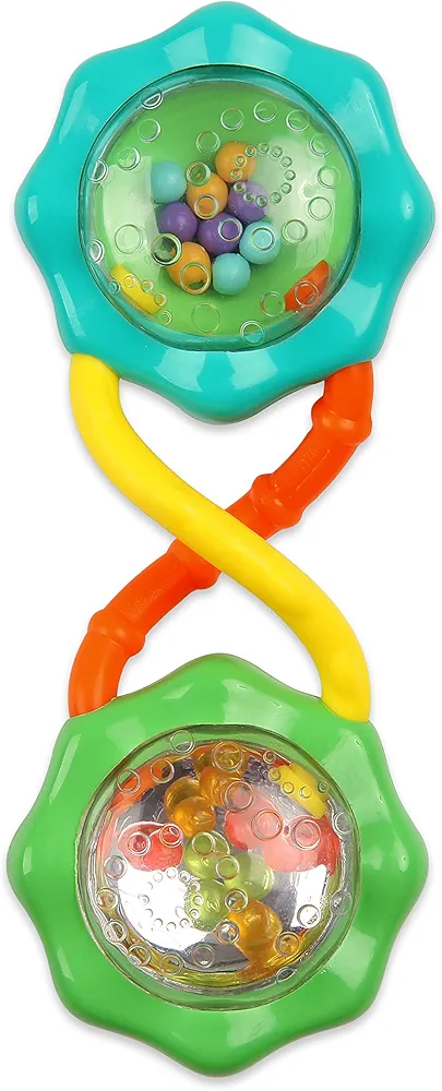 Bright Starts Rattle & Shake Barbell Toy, Ages 3 Months and Up Green