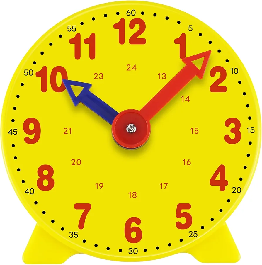 Teaching Clock, Kids Learning to Tell Time, Student Classroom, Homeschool, and Back to School Gift, Develops Early Math Skills, Ages 5+, 4" Yellow