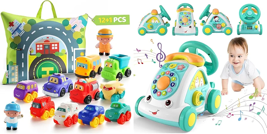 Soft Rubber Cars Toy Set + Musical Phone Car for Babies & Toddlers