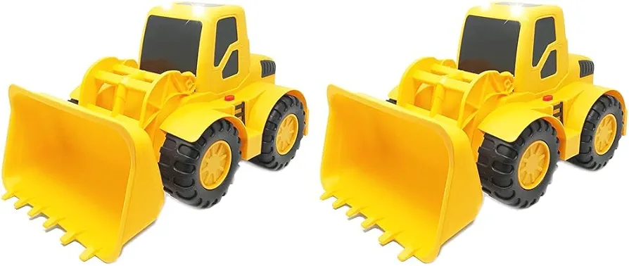 Boley Builders Large Bulldozer Front Loader Truck with Lights and Sounds - Kids Construction Toys and Vehicles for Toddlers Boys and Girls (Pack of 2)