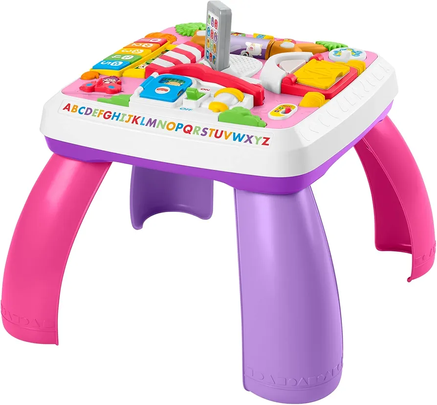 Fisher-Price Baby & Toddler Toy Laugh & Learn Around The Town Learning Table, Pink with Music Lights & Activities for Infants Ages 6+ Months