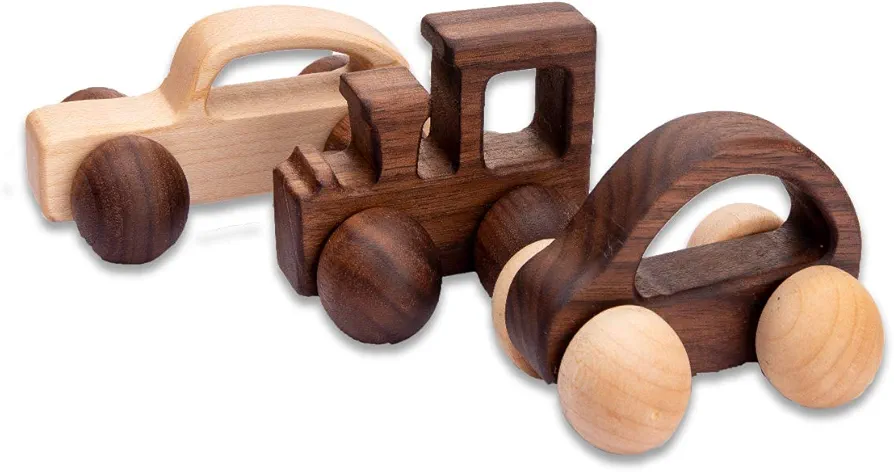 Wooden Rattle Toy Car Set 3PCS Baby Toy Skill Development Educational Toy Environmental Protection Toy Car