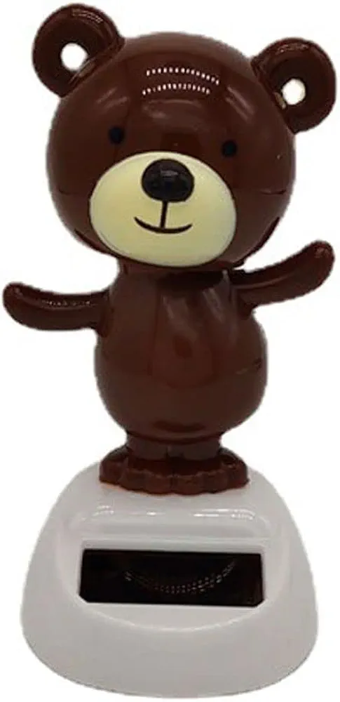 Brown Solar Dancing Bear Toy Solar Powered Dancing Figurine Car Dashboard Decor, Bobbling Head Bear Toys Shaking Head Dolls Solar Power Kits Learning and Education