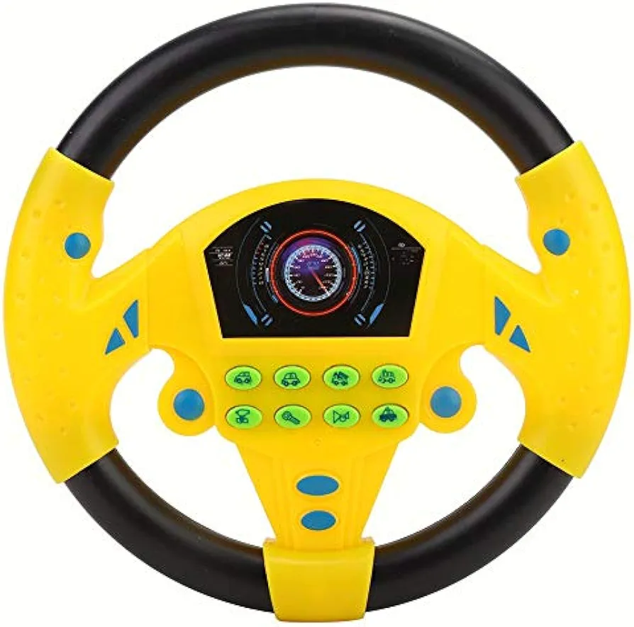 Simulated Driving Controller 21 x 3.5 x 21cm Co-driver Simulated Steering Wheel Educational Music Toy for Children Kids 4 5 6 Years Old (Yellow)