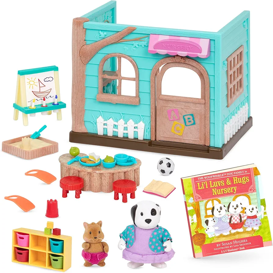 Li'l Woodzeez – Nursery Playset with 2 Posable Doll Figures & 1 Storybook – Preschool Dollhouse Playset – Pretend Play Toy Gift for Kids 3 Years +