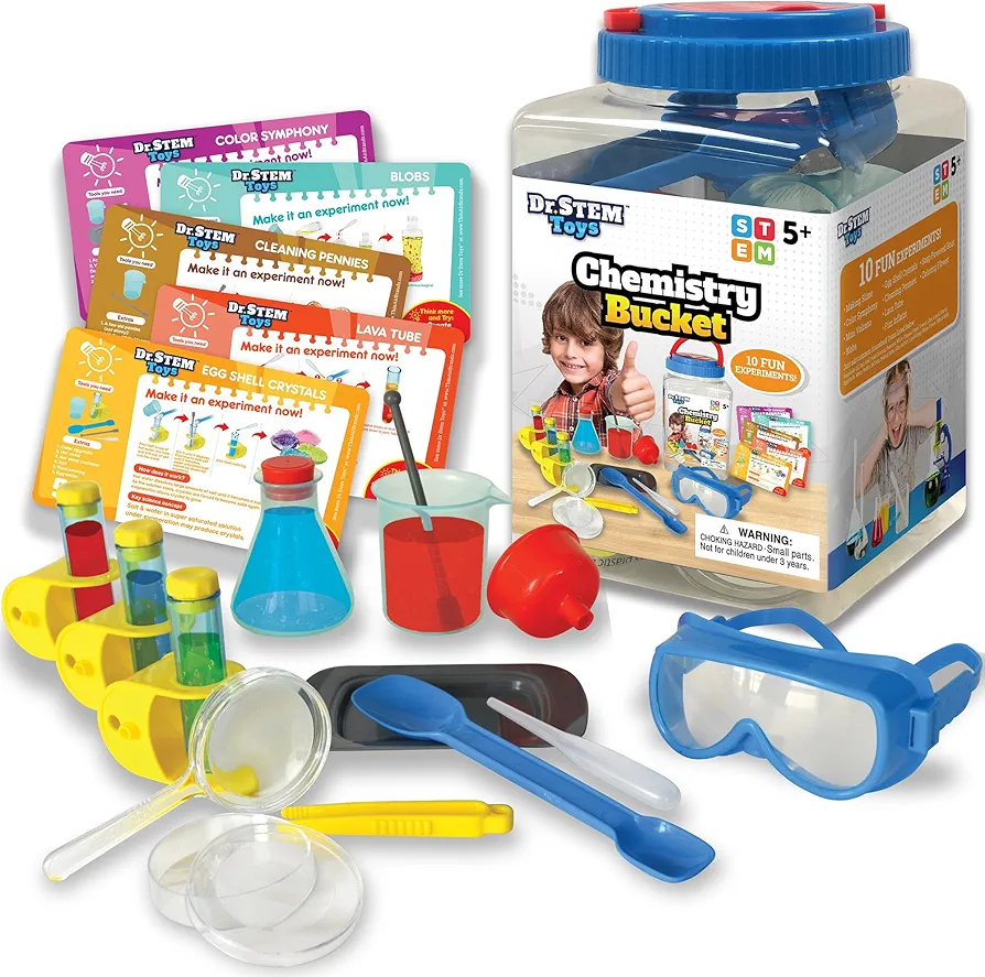 Dr. STEM Toys - Kids First Chemistry Set Science Kit | 29 Lab Elements includes 10 Easy Experiments | Safe and Non-Toxic Ideas for Kids | Stem Experiments, Learning & Educational Toys