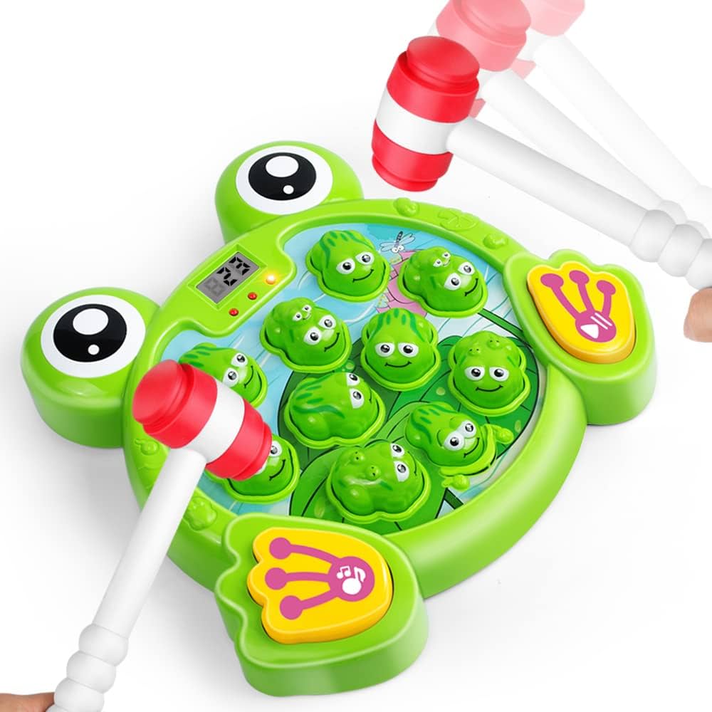 YEEBAY Whack A Frog Game with 2 Hammers, Toddler Early Developmental Learning Toy, Fun Birthday Gift for Kids Age 2+, Toys for 2 3 4 Year Old Boys Grils