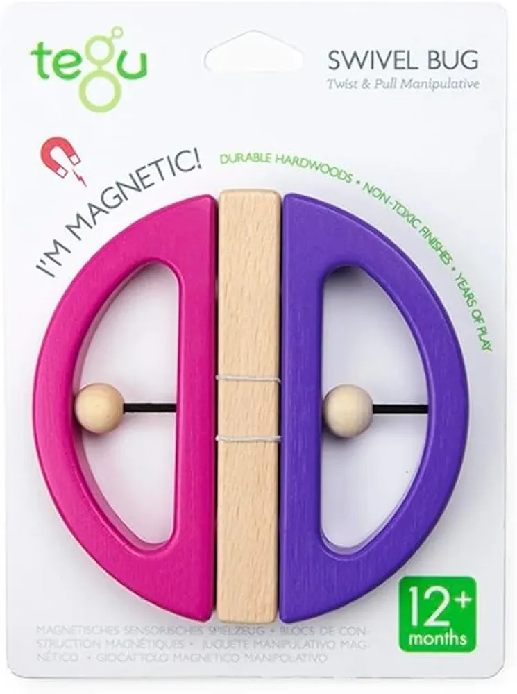 Tegu Swivel Bug Magnetic Building Block Set, Pink & Purple