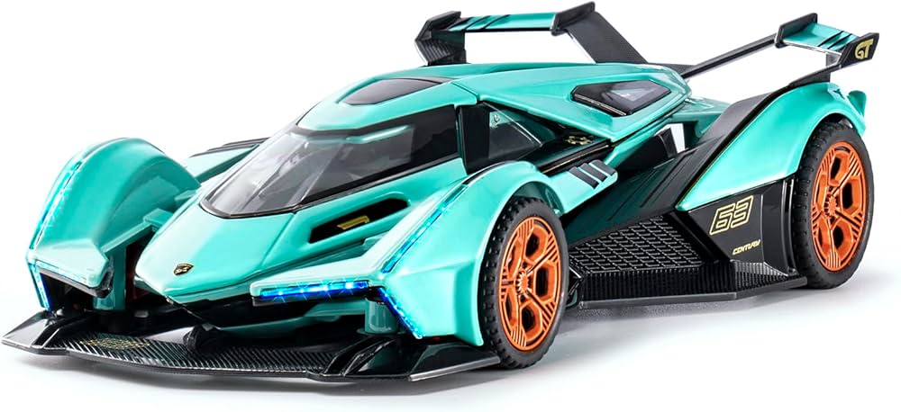 SASBSC Toy Cars Lambo V12 Sports Car Toy with Light and Sound Diecast Metal Model Cars for 3+ Year Old Boys Pull Back Race Car Gift Toys for Kids Ages 3+ (Blue)