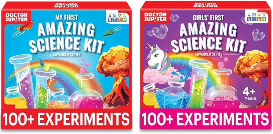 Doctor Jupiter Set of My First Amazing Science Kit & Girls' First Amazing Science Kit for Kids Ages 4+ | Birthday Gift Ideas for 4-5-6-7-8 Year Old Boys & Girls | STEM Learning & Education Toys