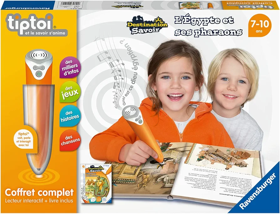 Ravensburger - tiptoi® - Complete Interactive Reader Set + Book Egypt and its Pharaohs - Electronic Educational Game Without Screen - for Ages 7 and up - French Version - 00 144