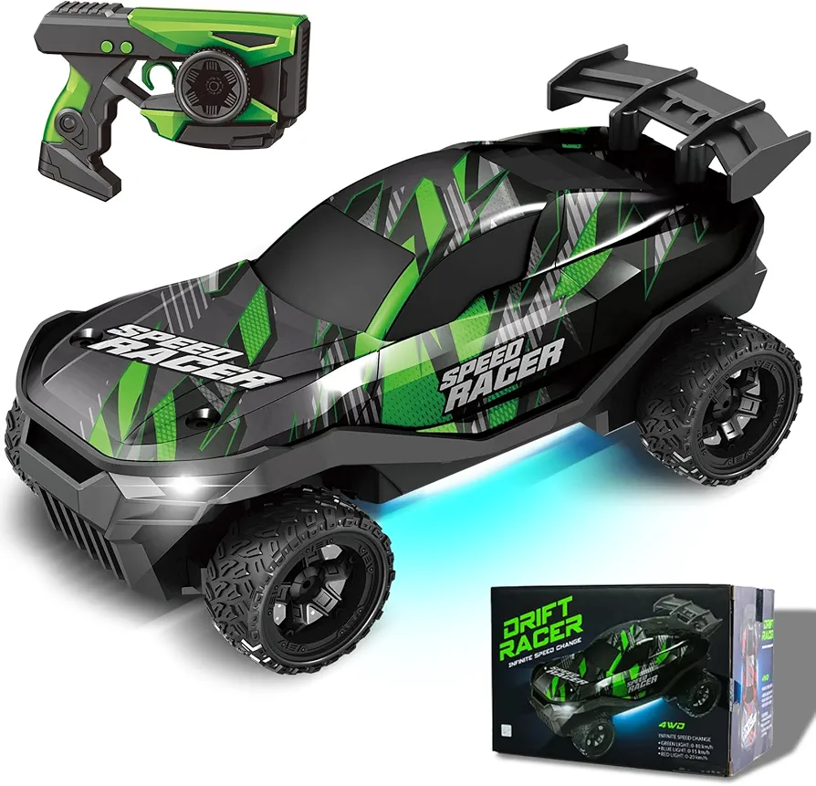 Remote Control Car RC Drift Car 2.4GHz 1:24 Scale 4WD 20KM/H High Speed Model Vehicle with LED Lights Drifting Tire Racing Sport Toy Car for Adults Boys Girls Kids Gift 2Pcs Rechargeable Batteries