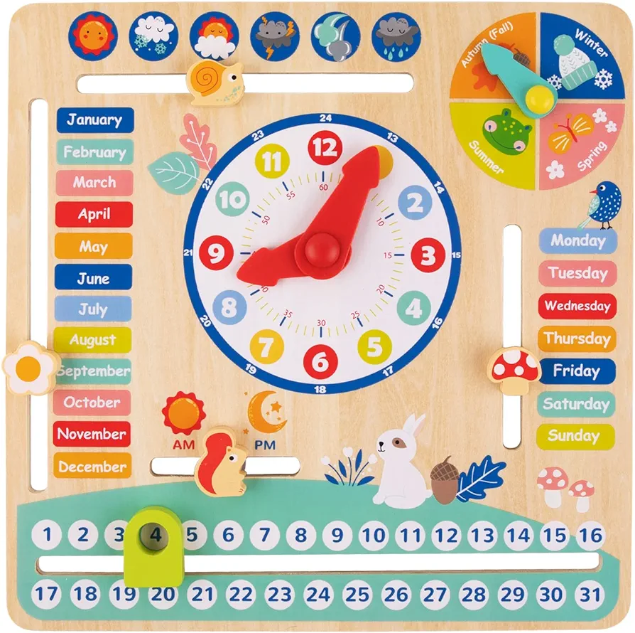 TOOKYLAND Montessori Educational Wooden Learning Toys Kids Daily Calendar