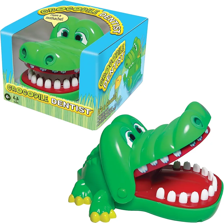 Crocodile Dentist by Winning Moves Games USA, Press Your Luck No Loose Parts Self Contained Game for 1 to 4 Players, Ages 4+