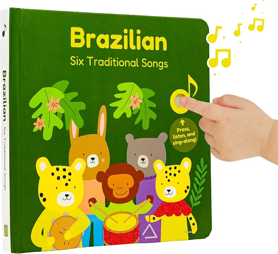 Cali's Books Brazilian Nursery Rhymes Book - Sound Books for Toddlers 1-3 Years Old - Interactive & Educational Music Toys for Bilingual Children with Lyrics & Translations - Musical Gifts for Kids