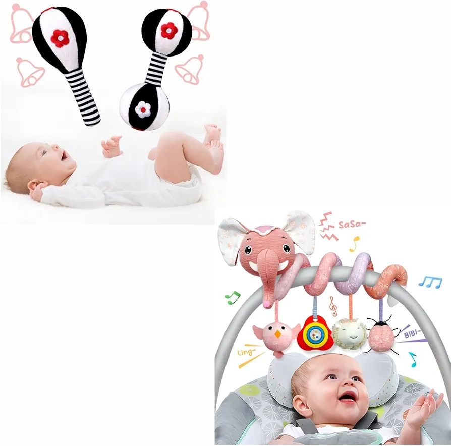 XIXILAND Musical Car Seat Toys Baby Stroller Toys & Baby Rattles 0-6 Months Newborn Toys, Baby Toys 0-3 Months Infant Toys 0-6 Months Crib Toys, Baby Toys for 0 3 6 9 12 Months Girl