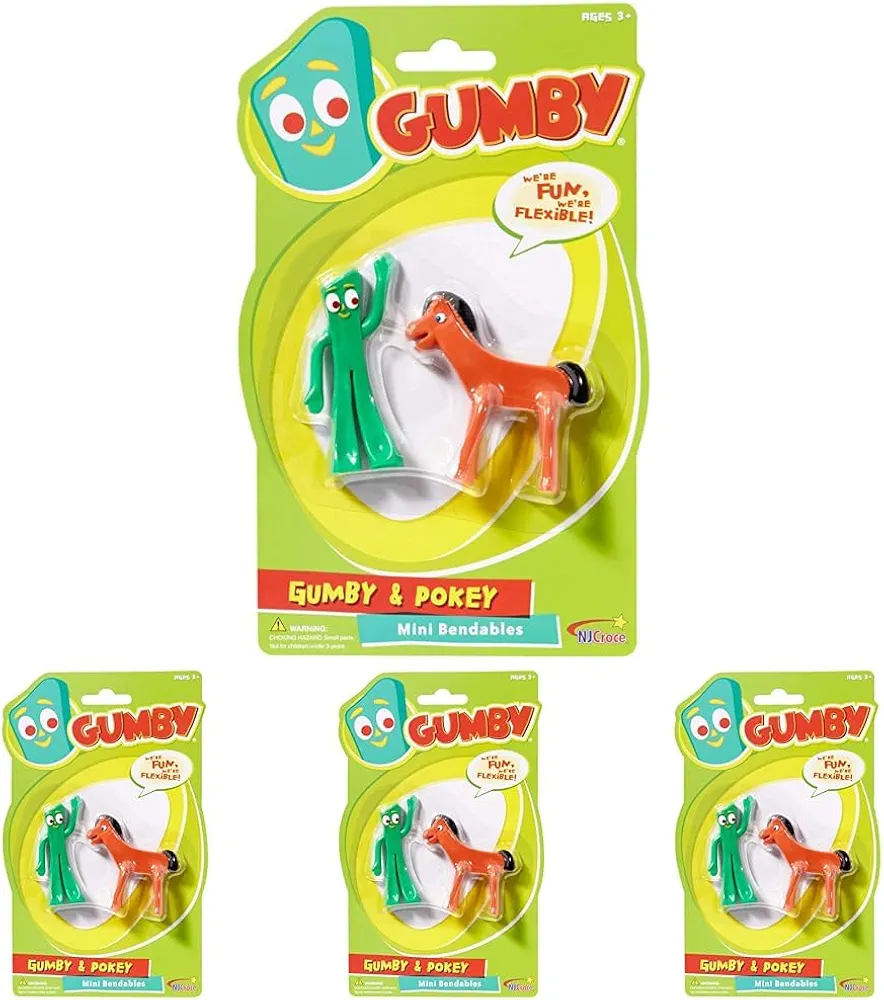 NJ Croce Gumby & Pokey Mini Bendable Pair (Pack of 4)