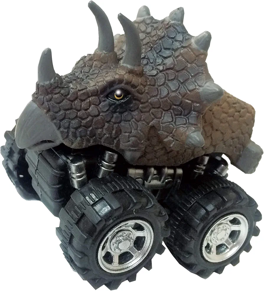 Dinosaur Triceratops from Deluxebase. Friction powered monster truck toys with cool animal riders, great car toys and dinosaur toys for boys and girls