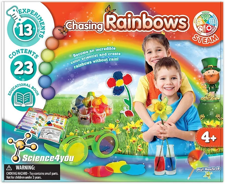 PlayMonster Science4you - Chasing Rainbows - 13 Experiments to Explore The World of Colors - Fun, Education Activity for Kids Ages 4+