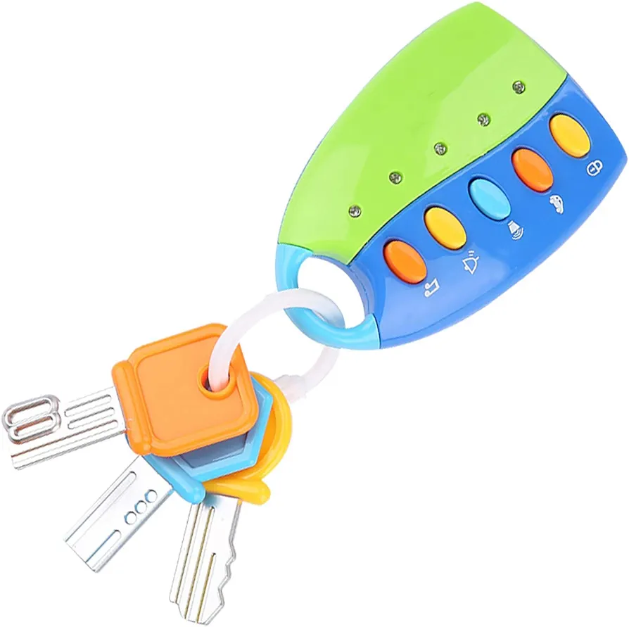 VBESTLIFE Funky Toy Keys for Toddlers and Babies, Baby Toy Smart Key Remote Car Control Musical Pretend Play for Kids Education Toys(Blue)