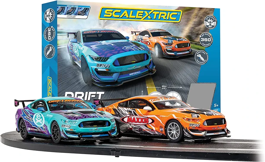 Scalextric C1421M Drift 360 Race Set - Mains Power Slot Car Race Track Sets, 1:32 Scale Set, Electric Racing Toys for Adults or Kids, Racetrack Games, Cars Gifts for Boys or Girls, Age 8+