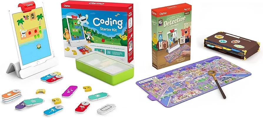 Osmo - Coding Starter Kit for iPad Detective Agency Bundle - STEM Toy iPad Base Included (Amazon Exclusive)