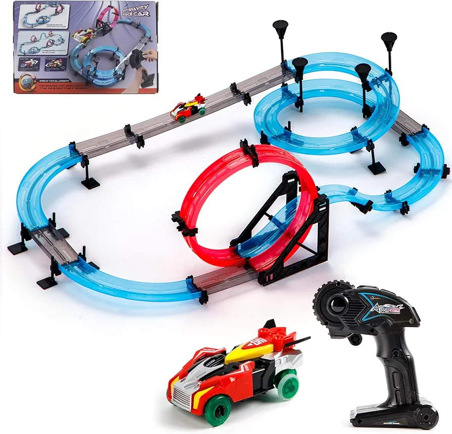 Remote Control Rail car Magnetic DIY Versatile Assembly Slot Cars Children's Competitive Race Track Toys STEM Parent-Child Boys and Girls Gifts (Upgraded Bicycle Version)