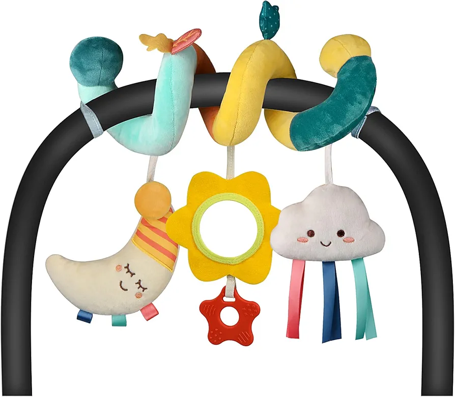 Car Seat Toys Infant Toys 0-3 Months Newborn Toys, Stroller Toys Baby Toys 0-3 Months, Baby Toys 0-6 Months for Crib Mobile Bassinet with Rattles Jingle Mirror Teether for 0 3 6 9 12 Boys Girls Babies